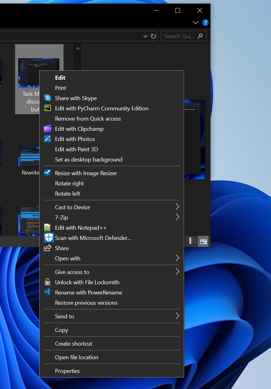 Classic context menu