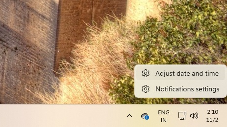 Notification settings taskbar
