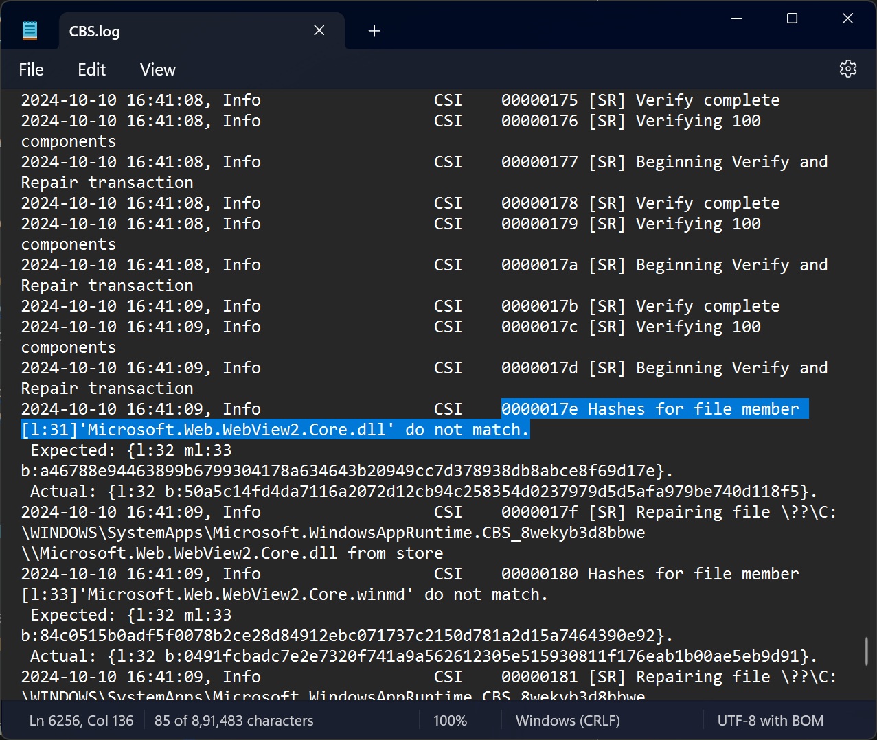 Windows 11 24H2 hashes file do not match